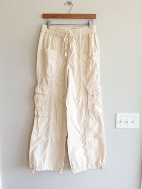 Aerie Summer in Santorini Cream Cargo Parachute Pants